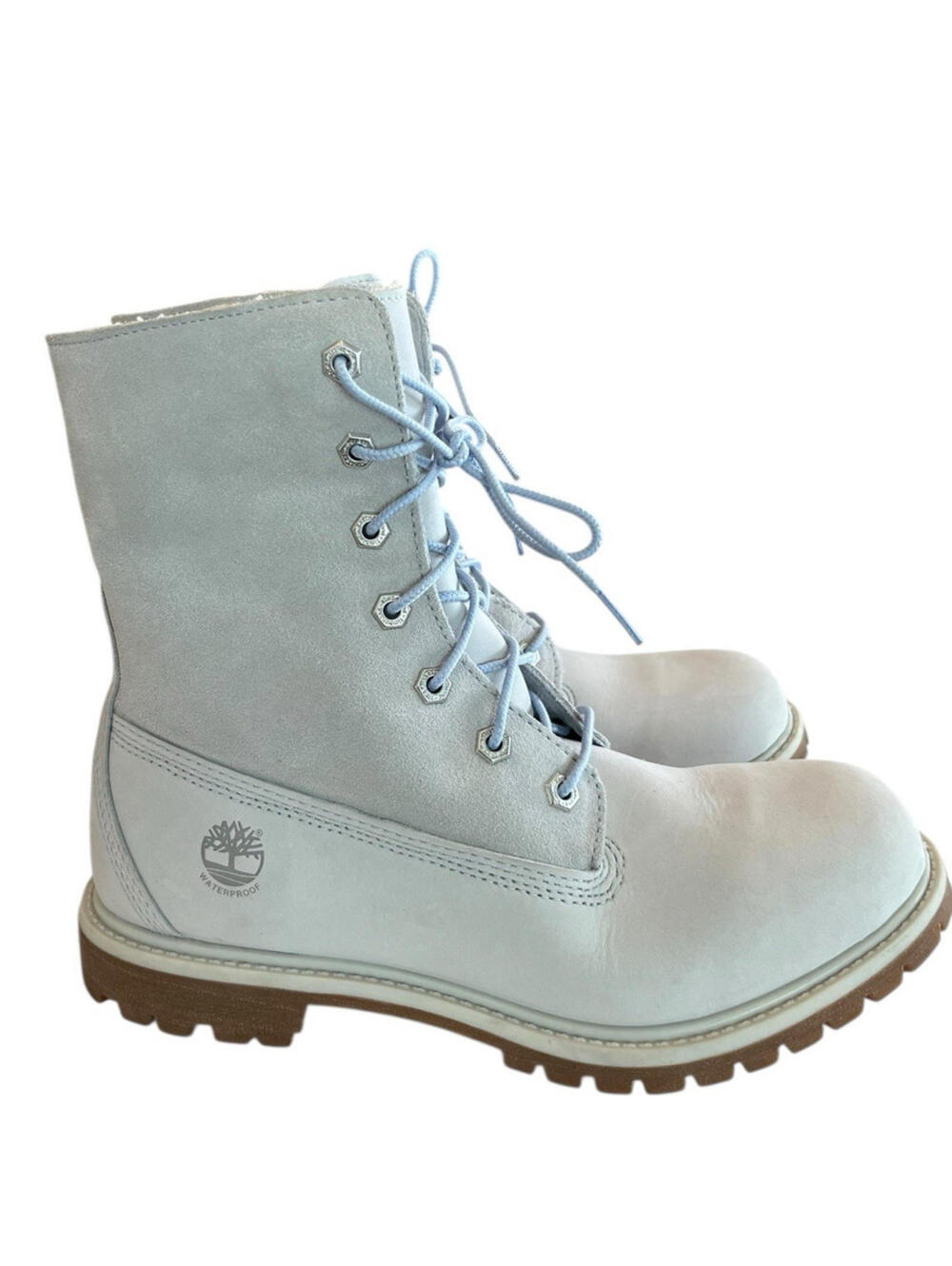 Timberland Boot Womens 9 Jayne Fleece Fold Down Waterproof light Gray 2847.33
